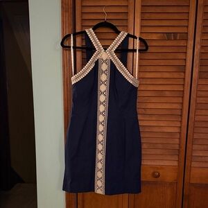 Lilly Pulitzer Vena Stretch Shift  - Gold and Navy